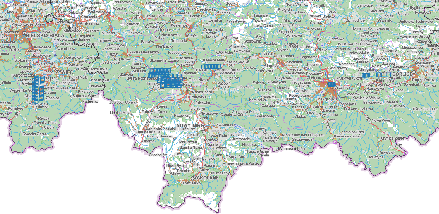 Ilustracja przedstawia zrzut ekranu z zasięgiem nowo przyjętych danych