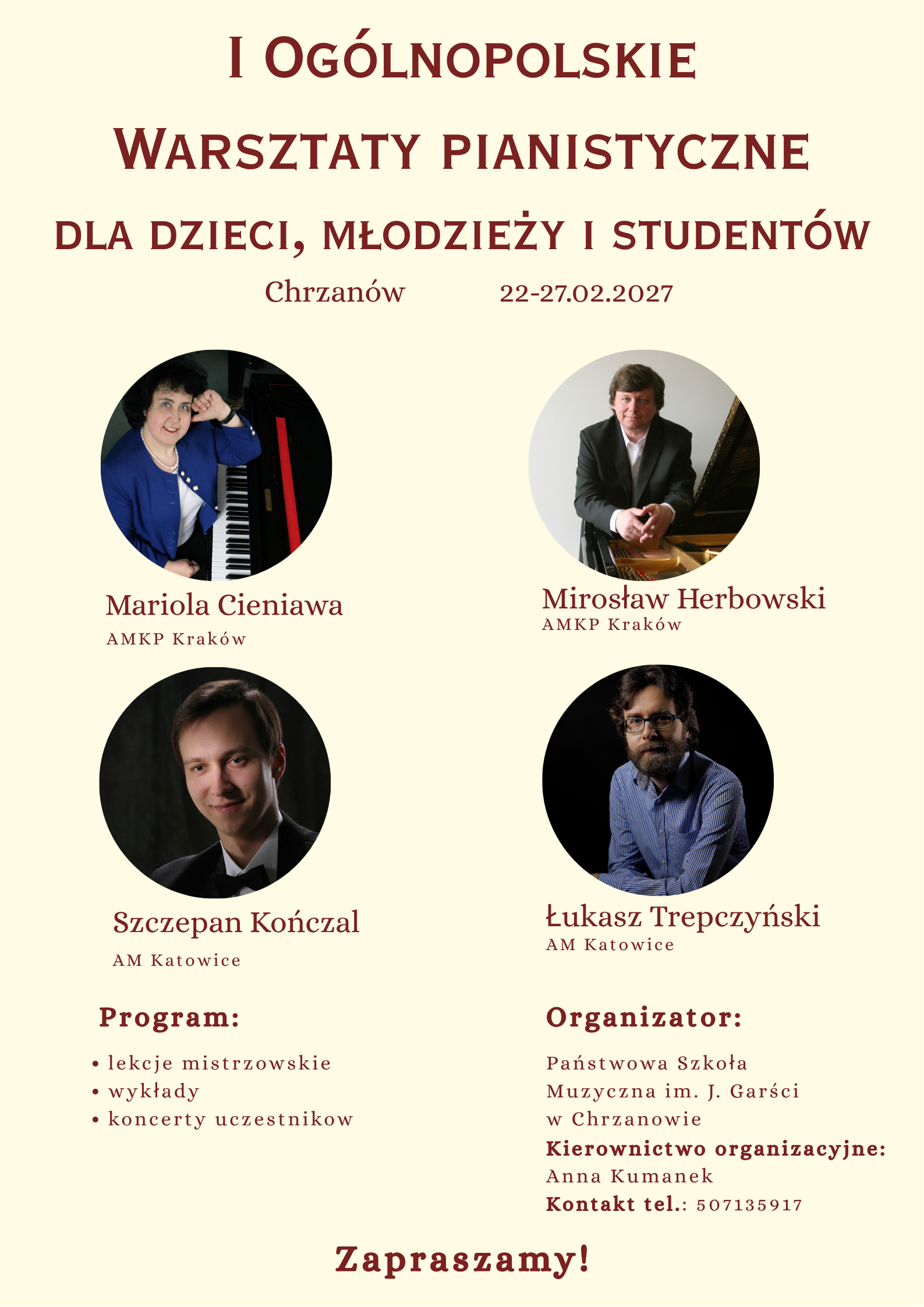 Afisz - warsztaty pianistyczne