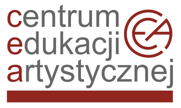 logo przedstawia napis składający się z trzech umieszczonych jeden pod drugim wyrazów centrum edukacji artystycznej podkreślonych grubą czerwoną linią