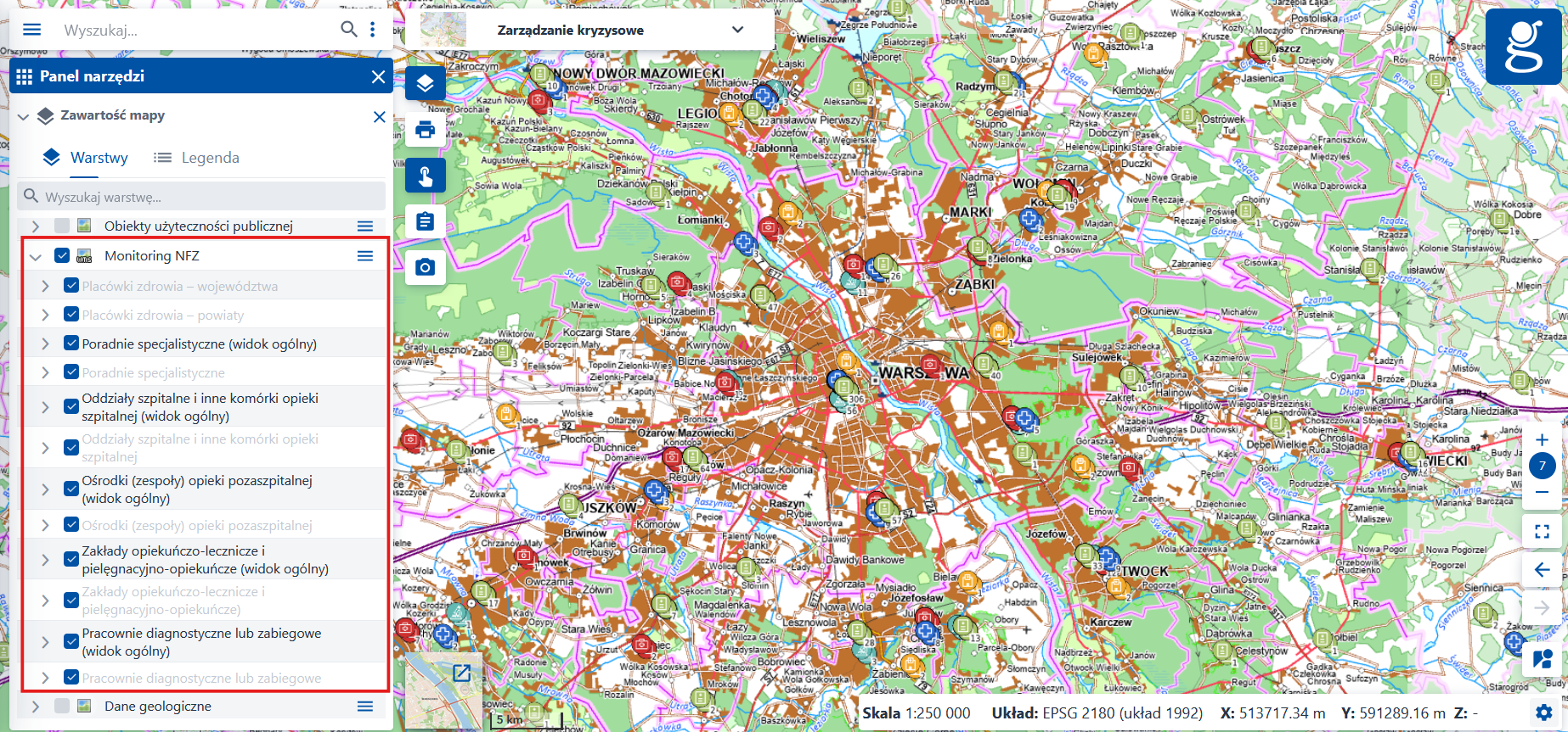 Ilustracja przedstawia dane z usługi "Monitoring NFZ"