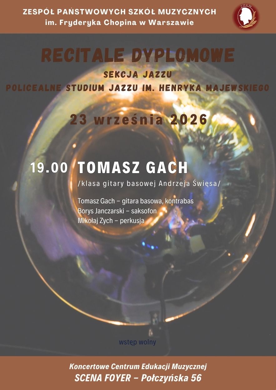 Afisz - Dyplom ucznia Sekcji Jazzu, 23 września 2026 r.