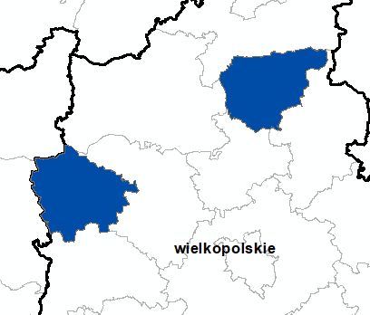 Ilustracja przedstawia obszary powiatów objętych aktualizacją zbiorów danych BDOT10k.