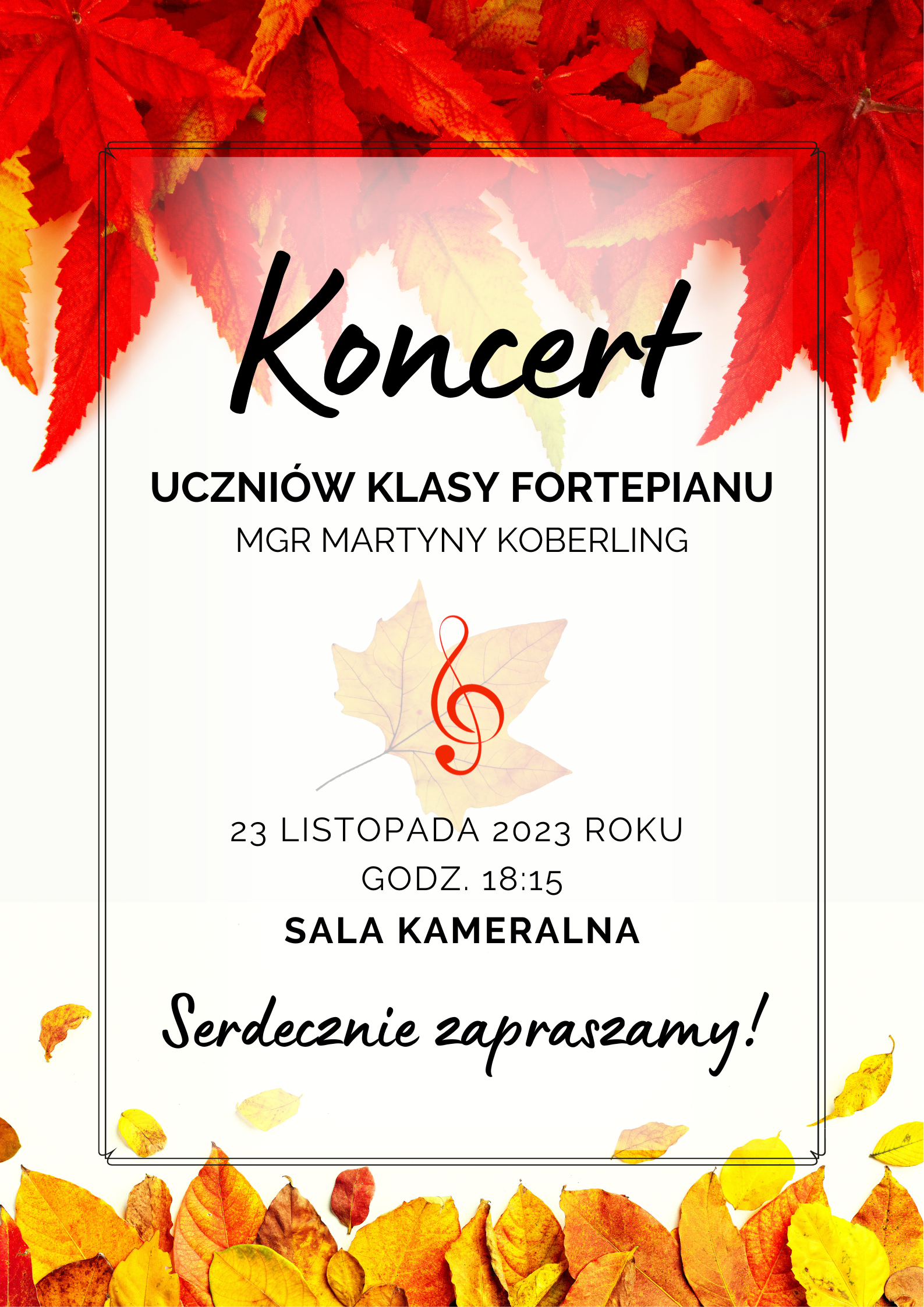 Plakat - Koncert uczniów klasy fortepianu