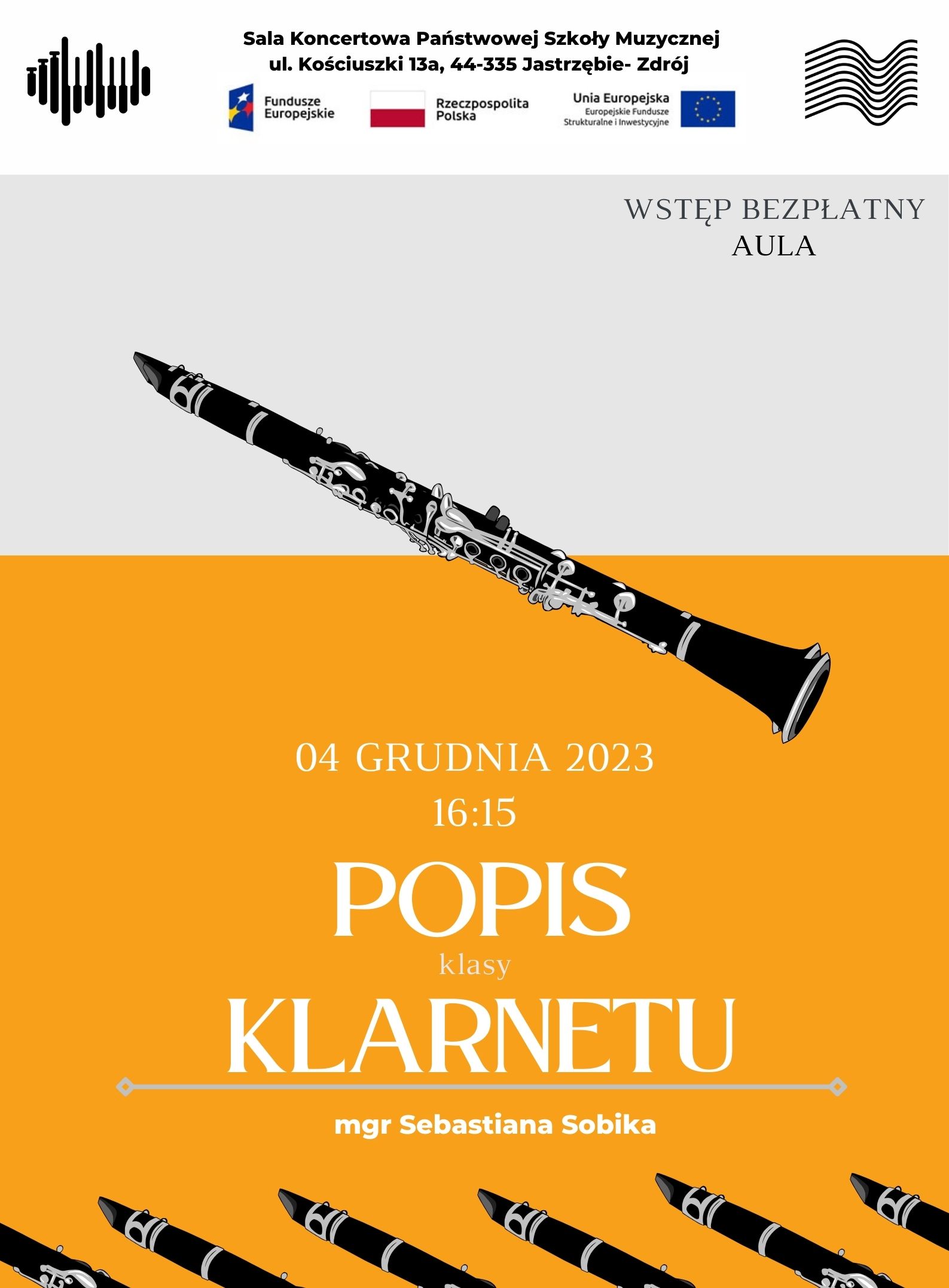 Plakat na Popis klasy klarnetu.