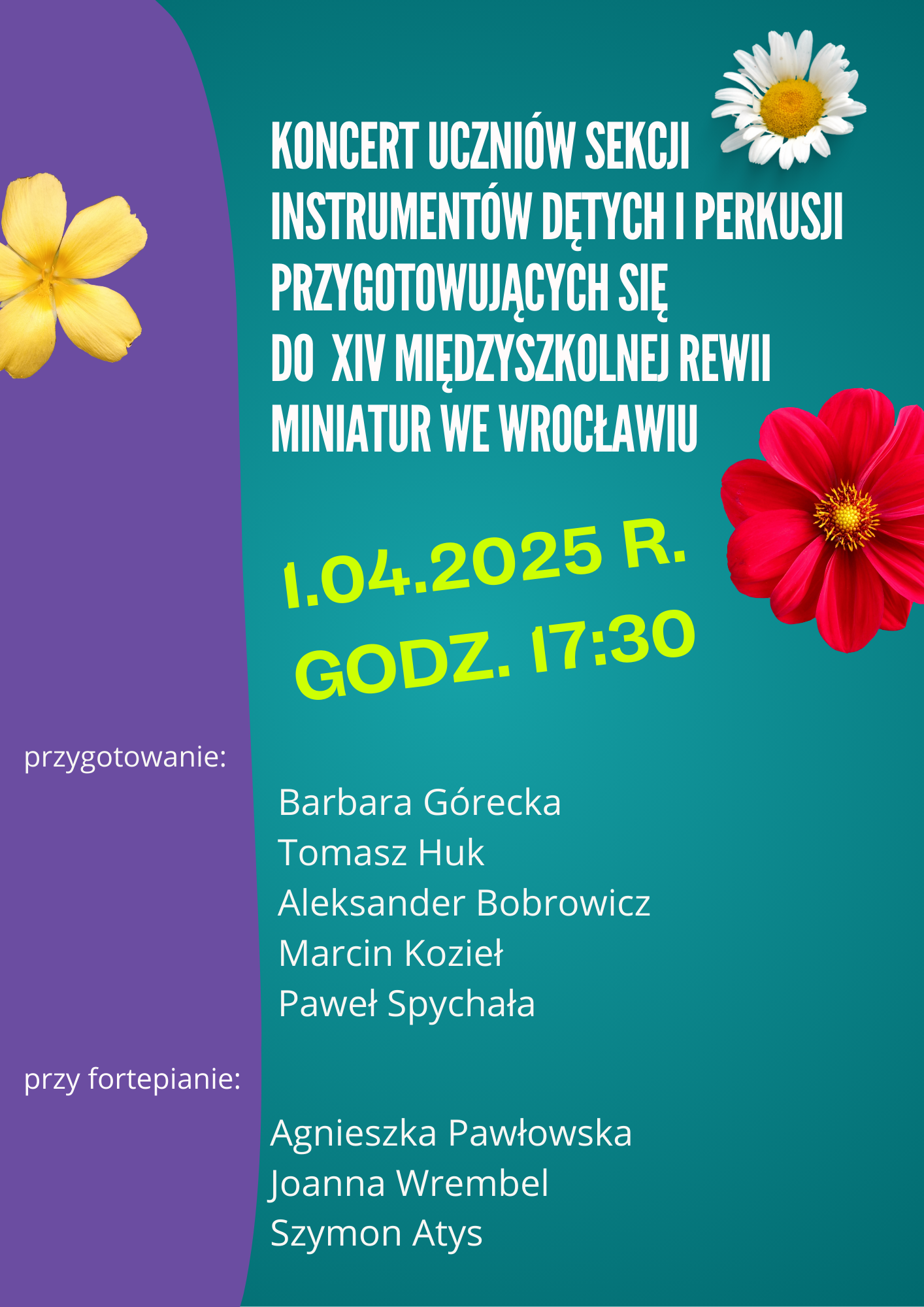 koncert uczniów jadących na konkurs