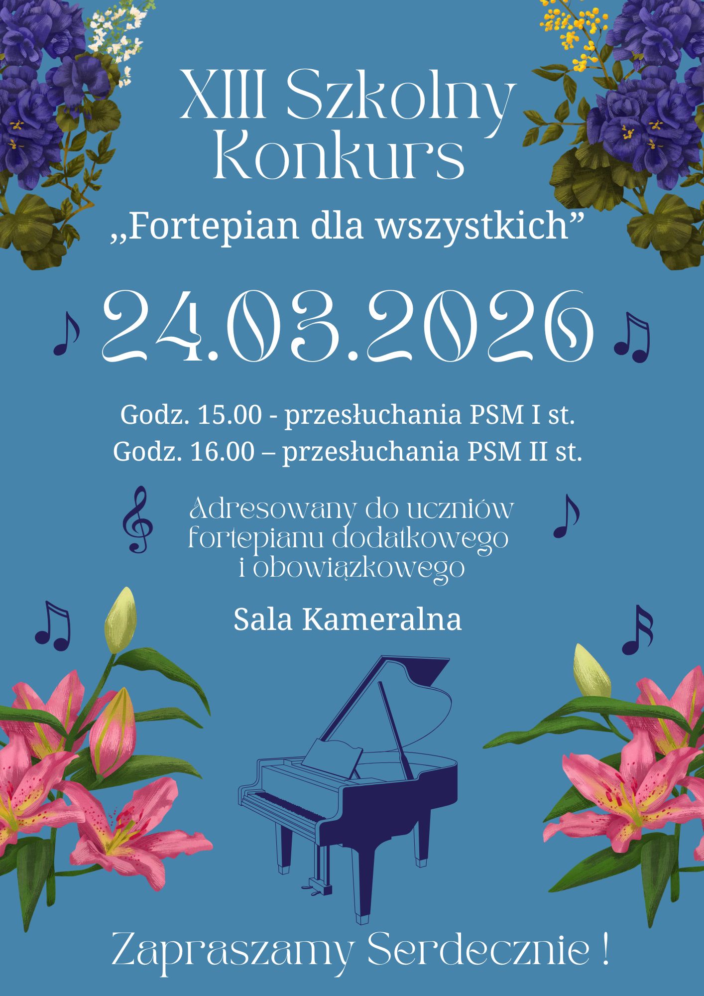 XIII Szkolny Konkurs Fortepian dla Wszystkich 24.03.2026