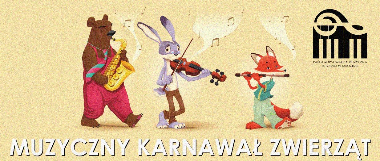 Zdjęcie przedstawia zwierzęta grające na instrumentach.