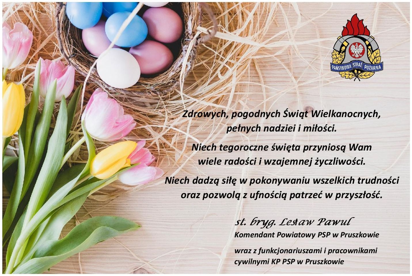 Życzenia Wielkanocne KP PSP w Pruszkowie