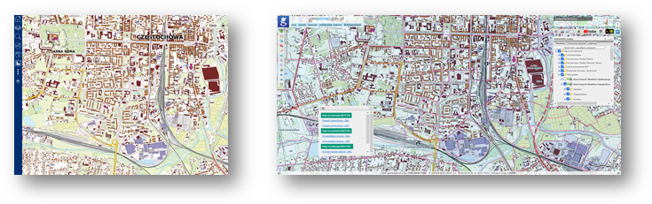 Ilustracja przedstawia zaktualizowany zbiór danych BDOT10k dla powiatu miasto Częstochowa w Portalu BDOT10k oraz w usłudze Baza Danych Obiektów Topograficznych.