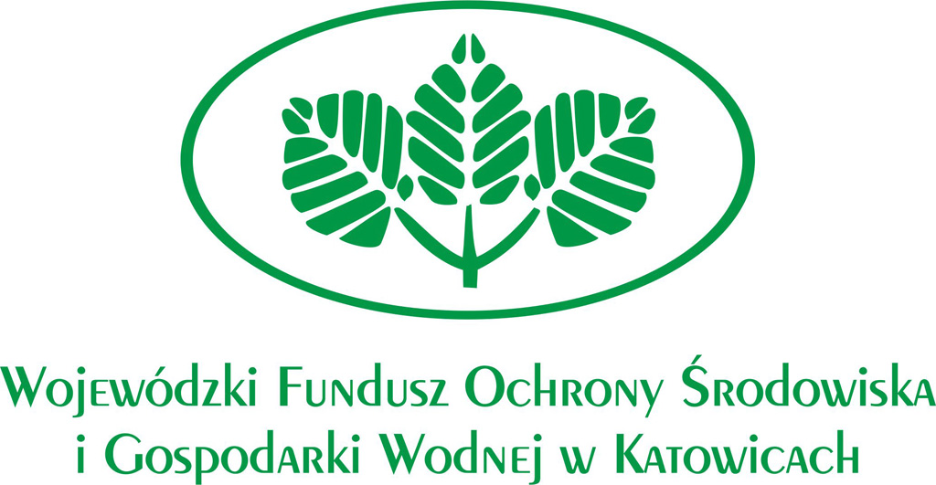 Logo Wojewódzkiego Funduszu Ochrony Środowiska i Gospodarki Wodnej, czyli trzy zielone liście w owalnym obramowaniu i zielonym napisem Wojewódzki Fundusz Ochrony Środowiska i Gospodarki Wodnej w Katowicach poniżej