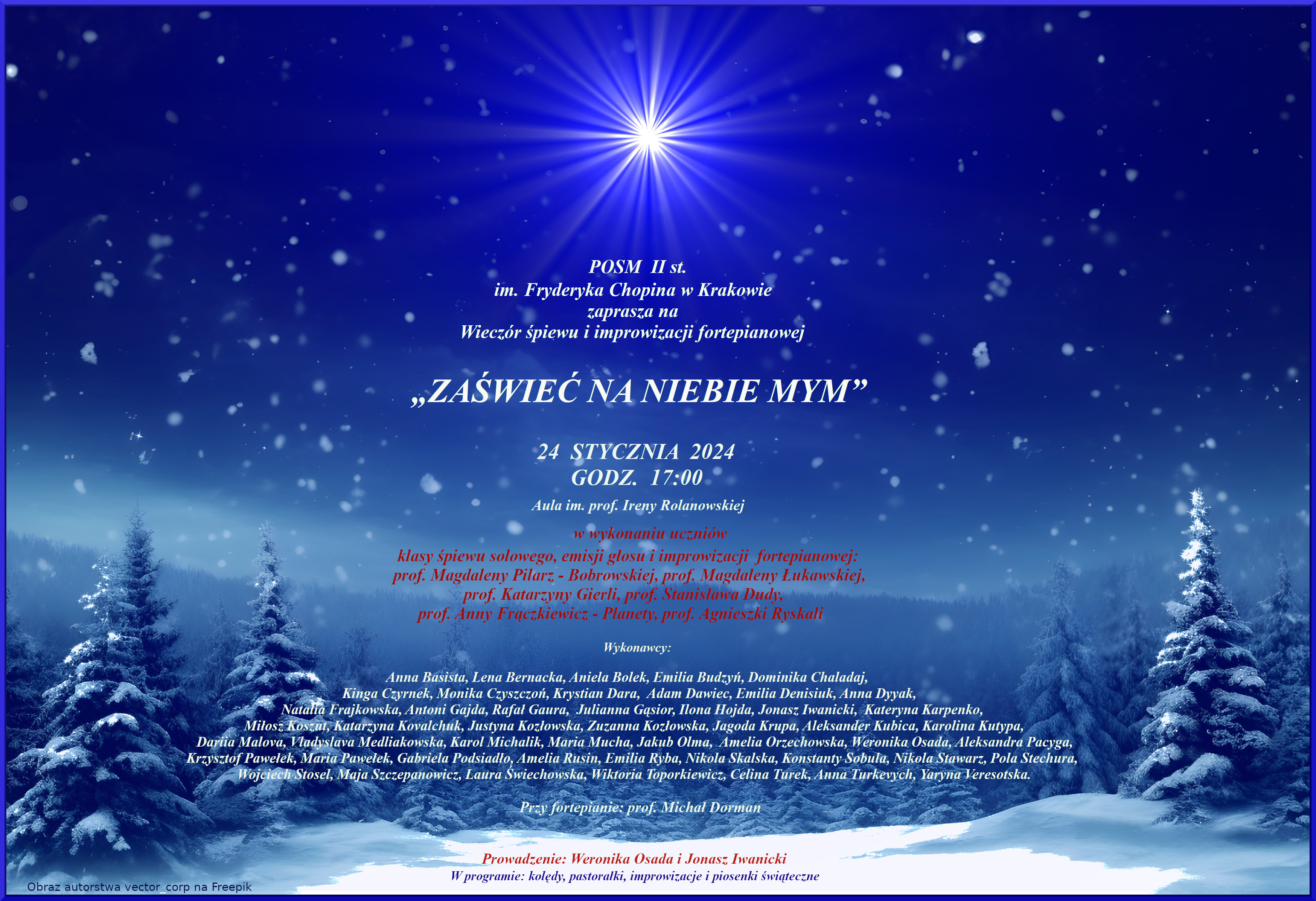 Wieczór śpiewu i improwizacji fortepianowej - "Zaświeć na niebie mym"