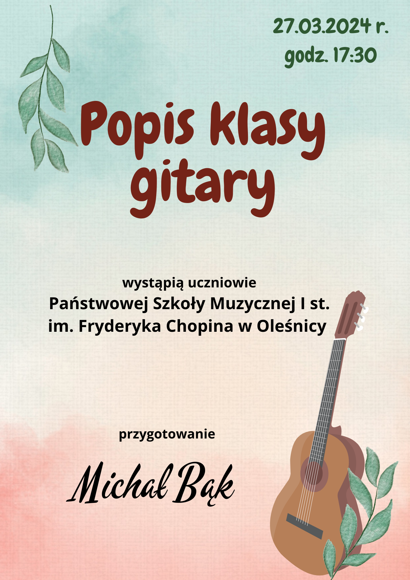 popis uczniów klasy gitary