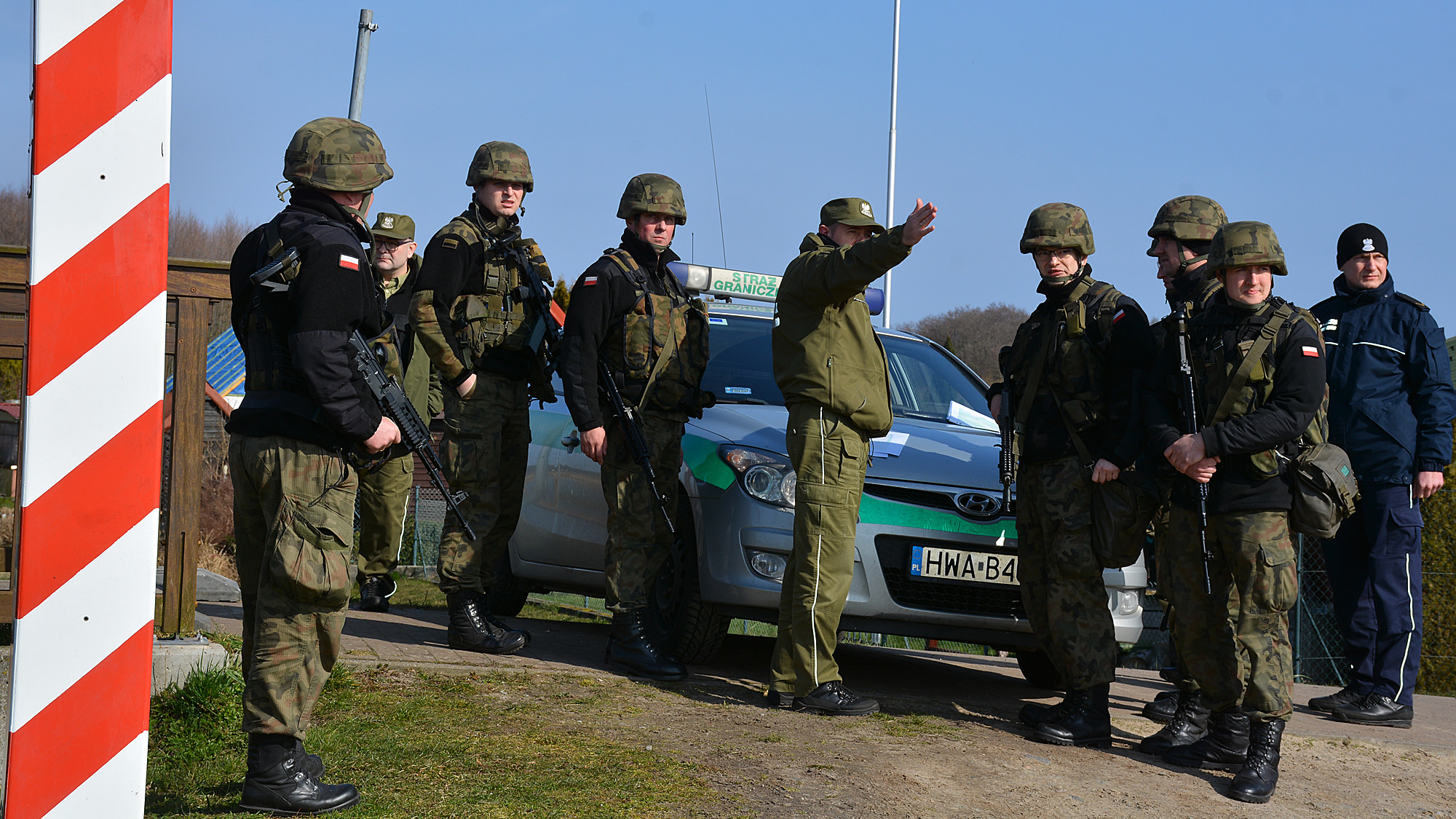 Polish Armed Forces soldiers nad Border Guards officers patrol Polish borders