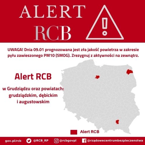 Alert RCB – smog 9 stycznia.