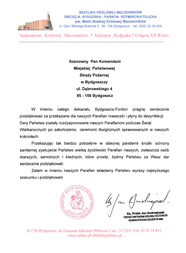 Podziękowania z Bazyliki