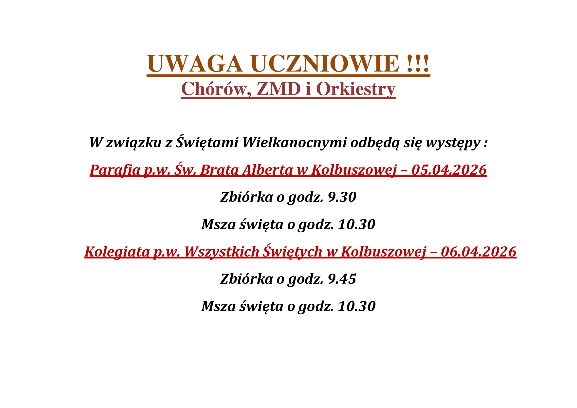 Informacja o występach