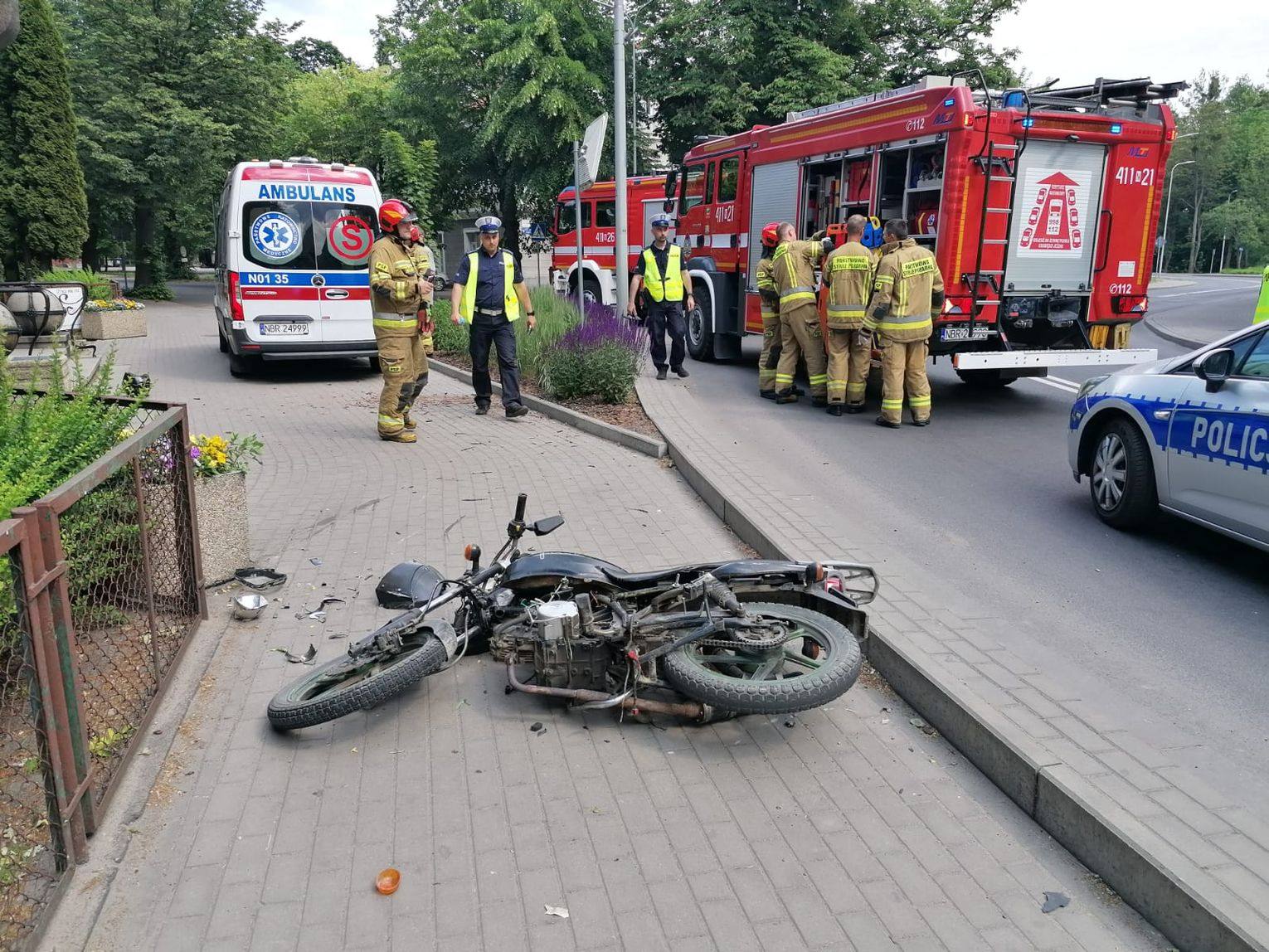 Wypadek motorowerzysty - Braniewo 