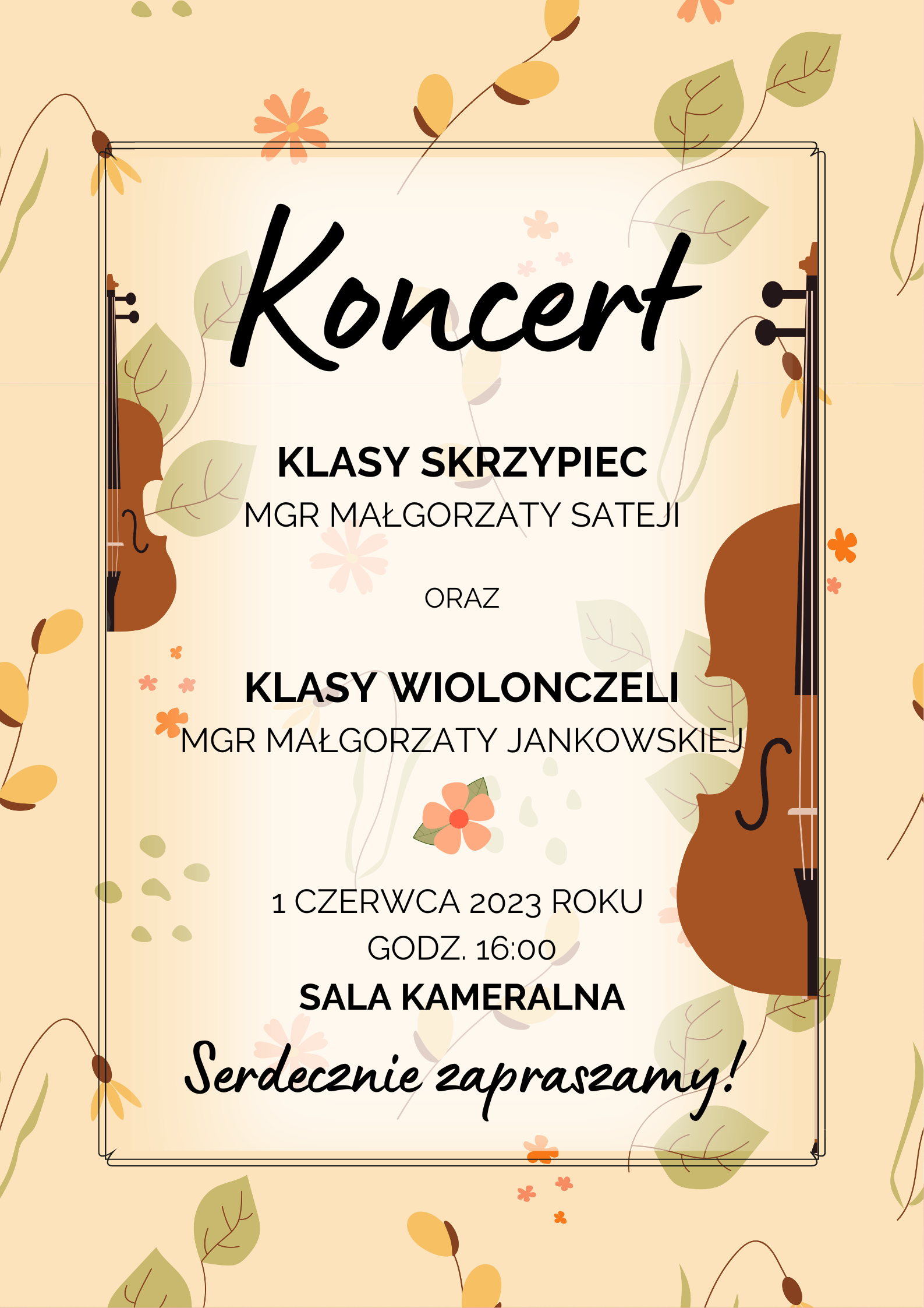 Plakat - Koncert klasy skrzypiec i klasy wioloczneli