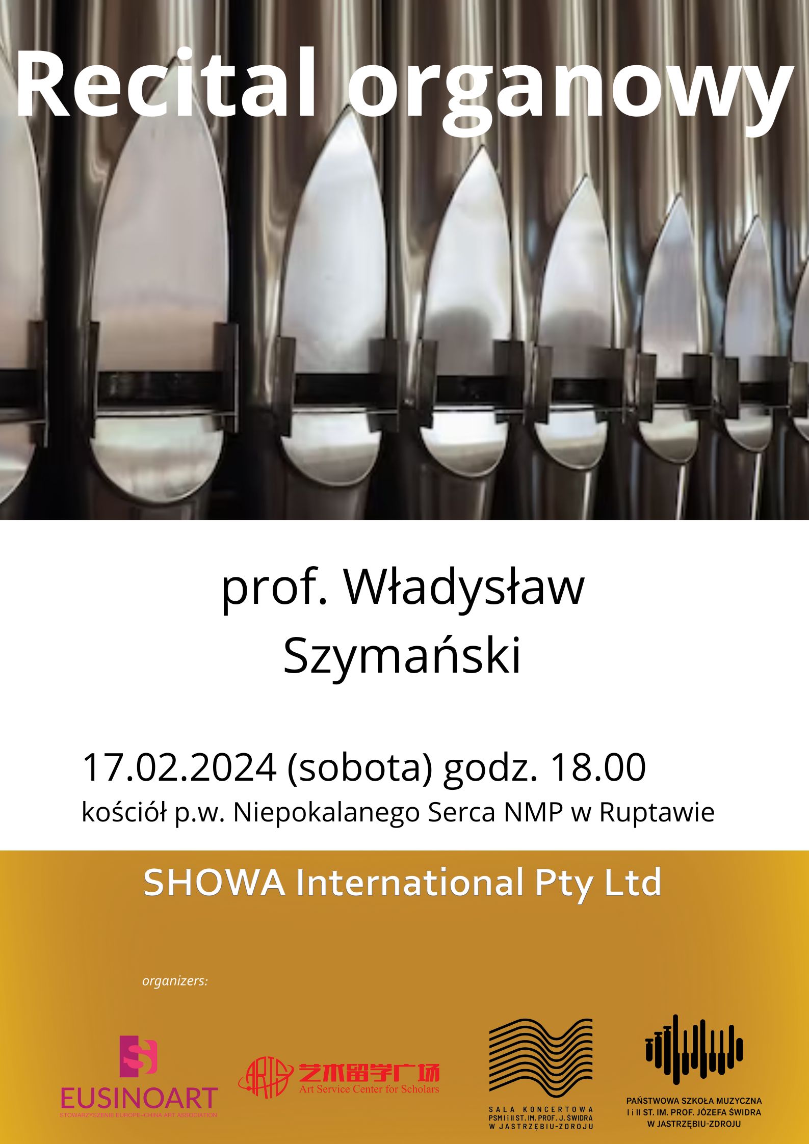 Plakat na Recital organowy