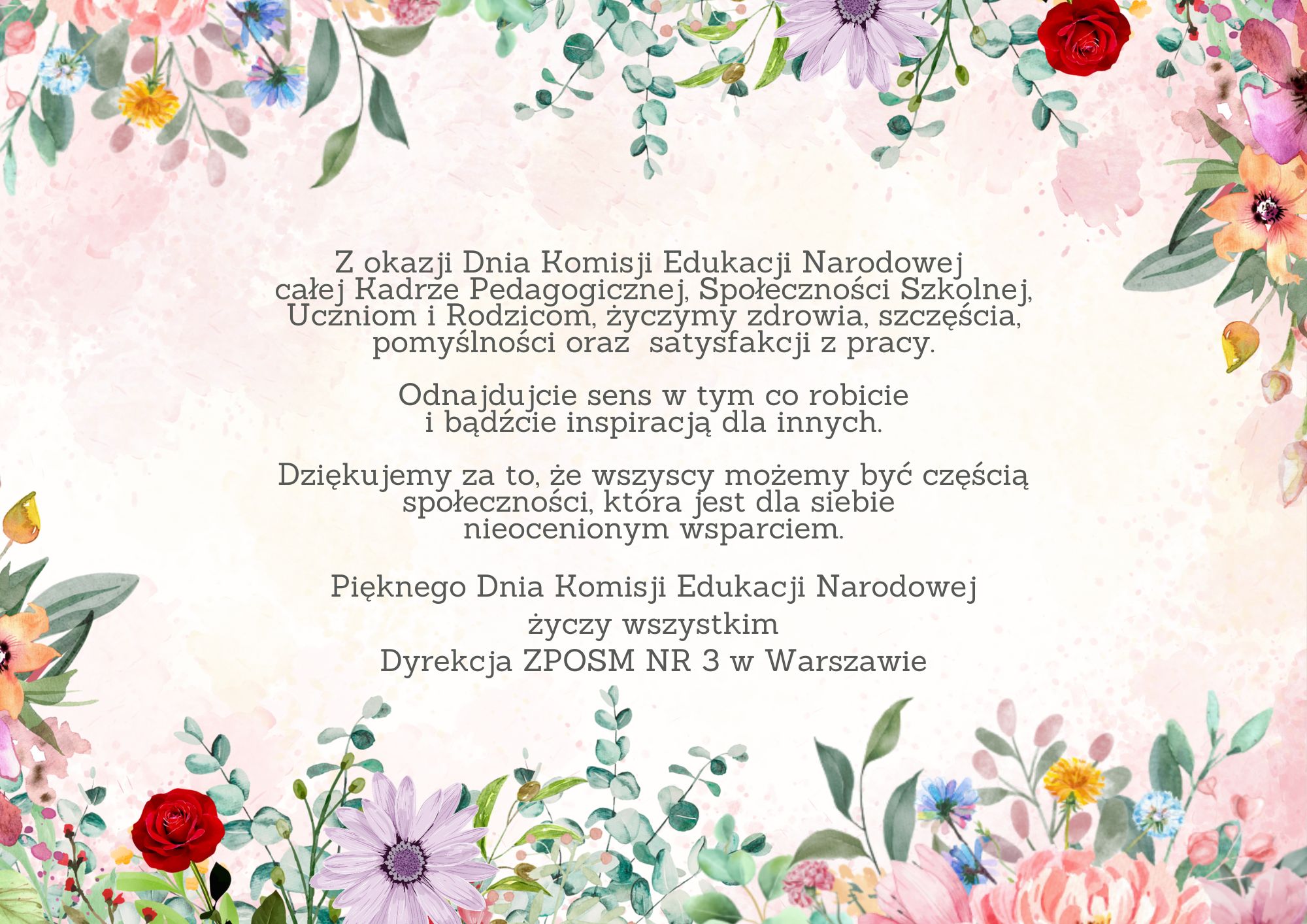 Życzenia z okazji Dnia Komisji Edukacji Narodowe