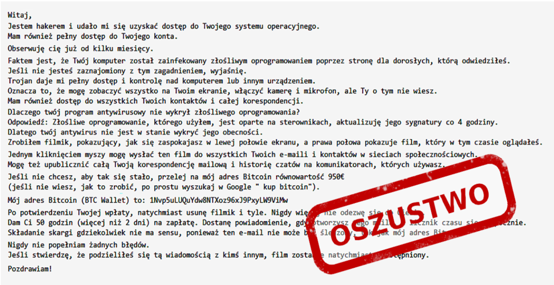 wiadomość spam