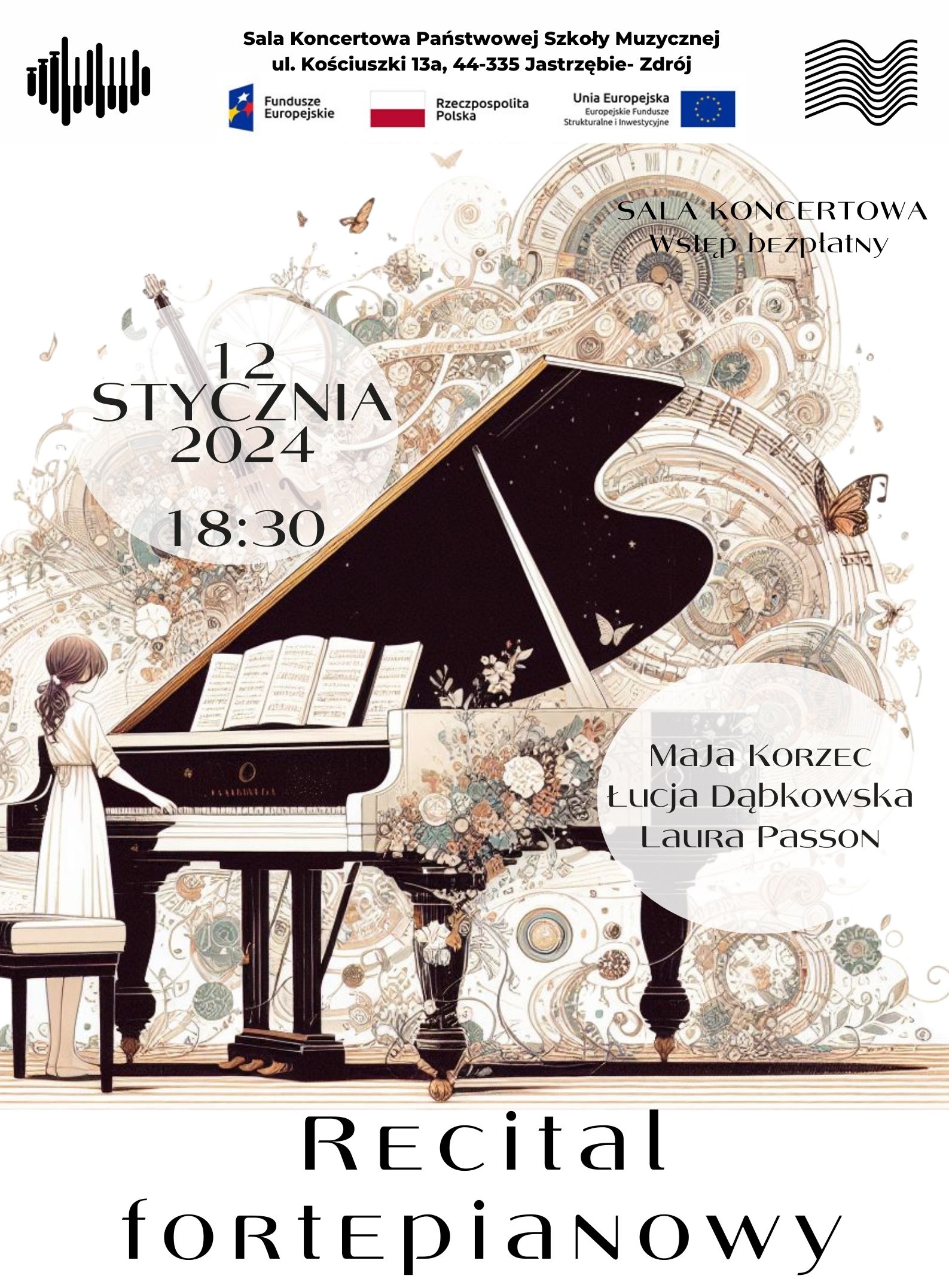 Plakat na Recital fortepianowy