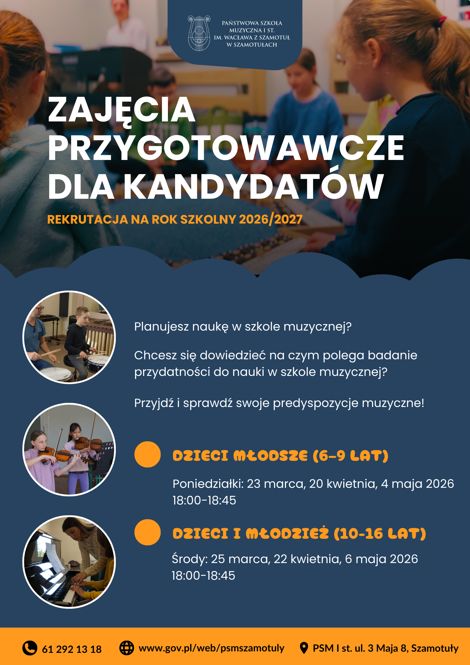 Informacje o dacie i czasie w którym odbędą się zajęcia przygotowawcze w naszej szkole