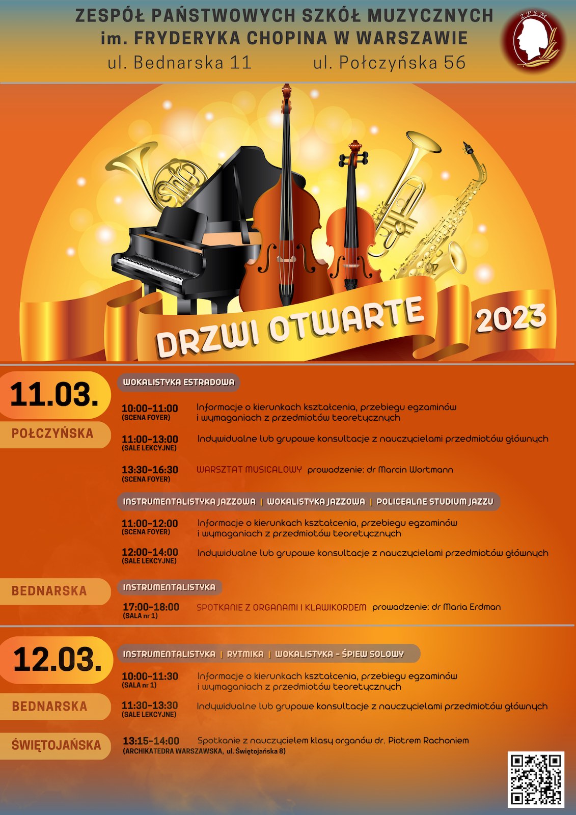 Afisz - Drzwi Otwarte Szkoły - 11 i 12 marca 2023 r.