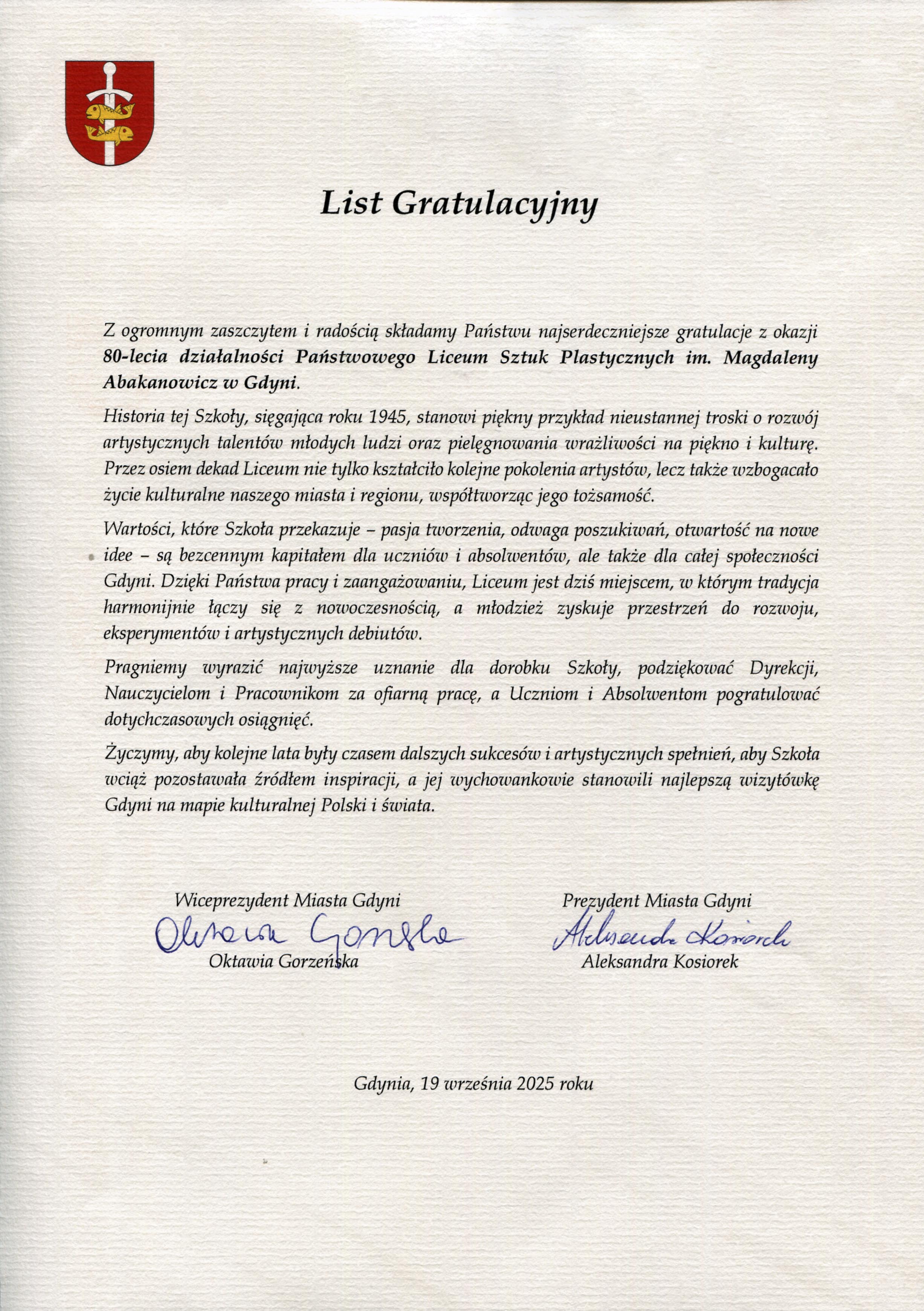 List gratulacyjny
