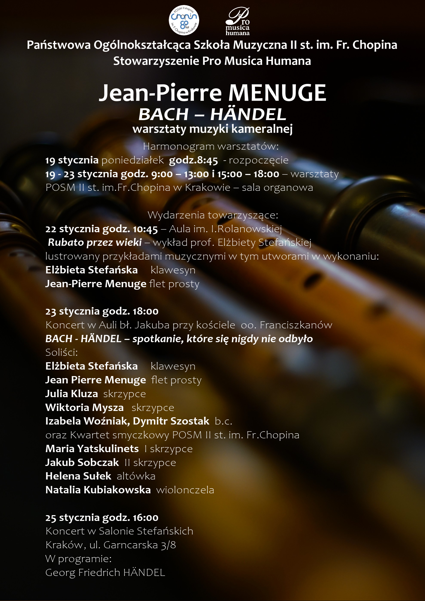 Jean-Pierre Menuge "Bach - Händel" Warsztaty muzyki kameralnej - styczeń 2026 r.