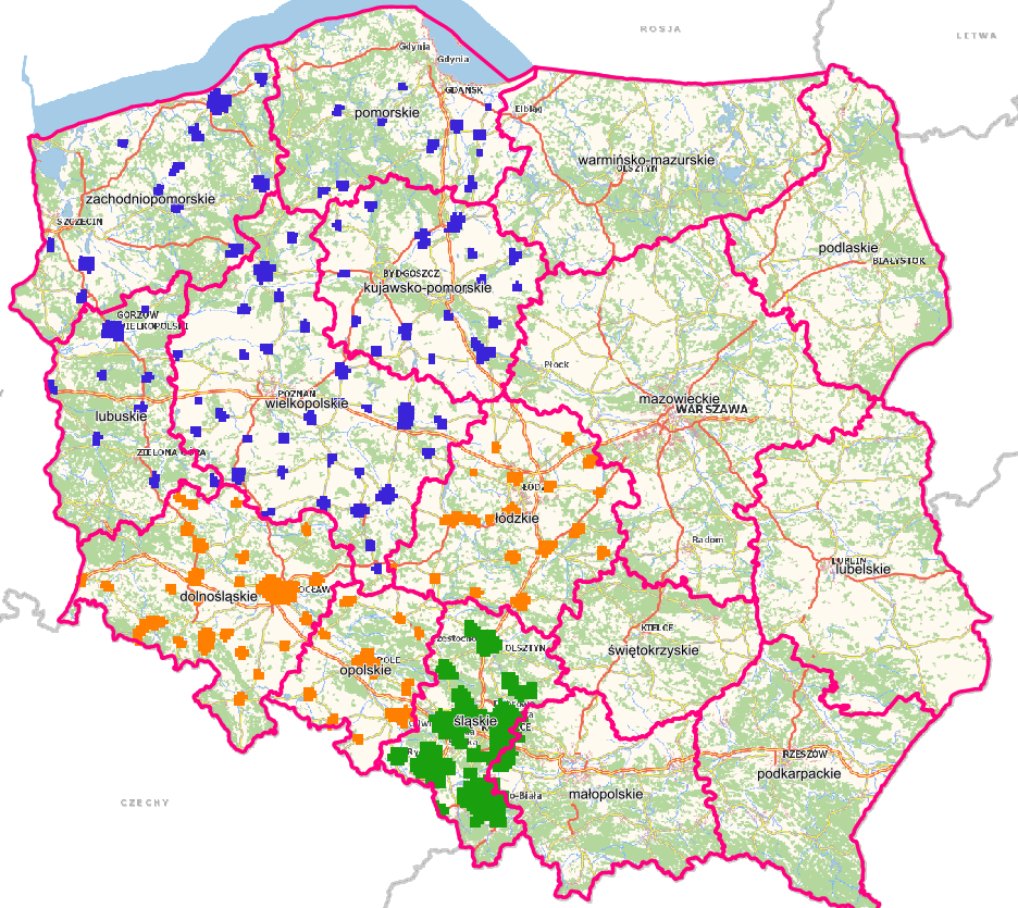 zasięg opracowania w ramach przetargu GGK na opracowanie wysokorozdzielczych danych fotogrametrycznych dla obszarów miejskich