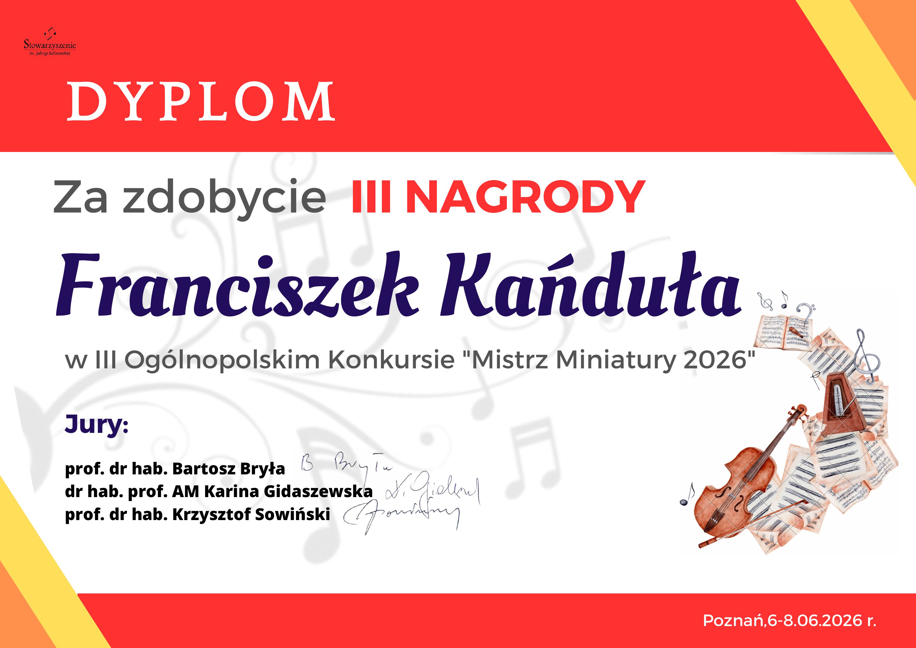 Dyplom - Franciszek Kańduła