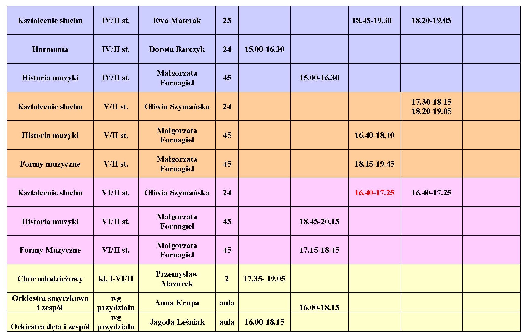 Plan lekcji