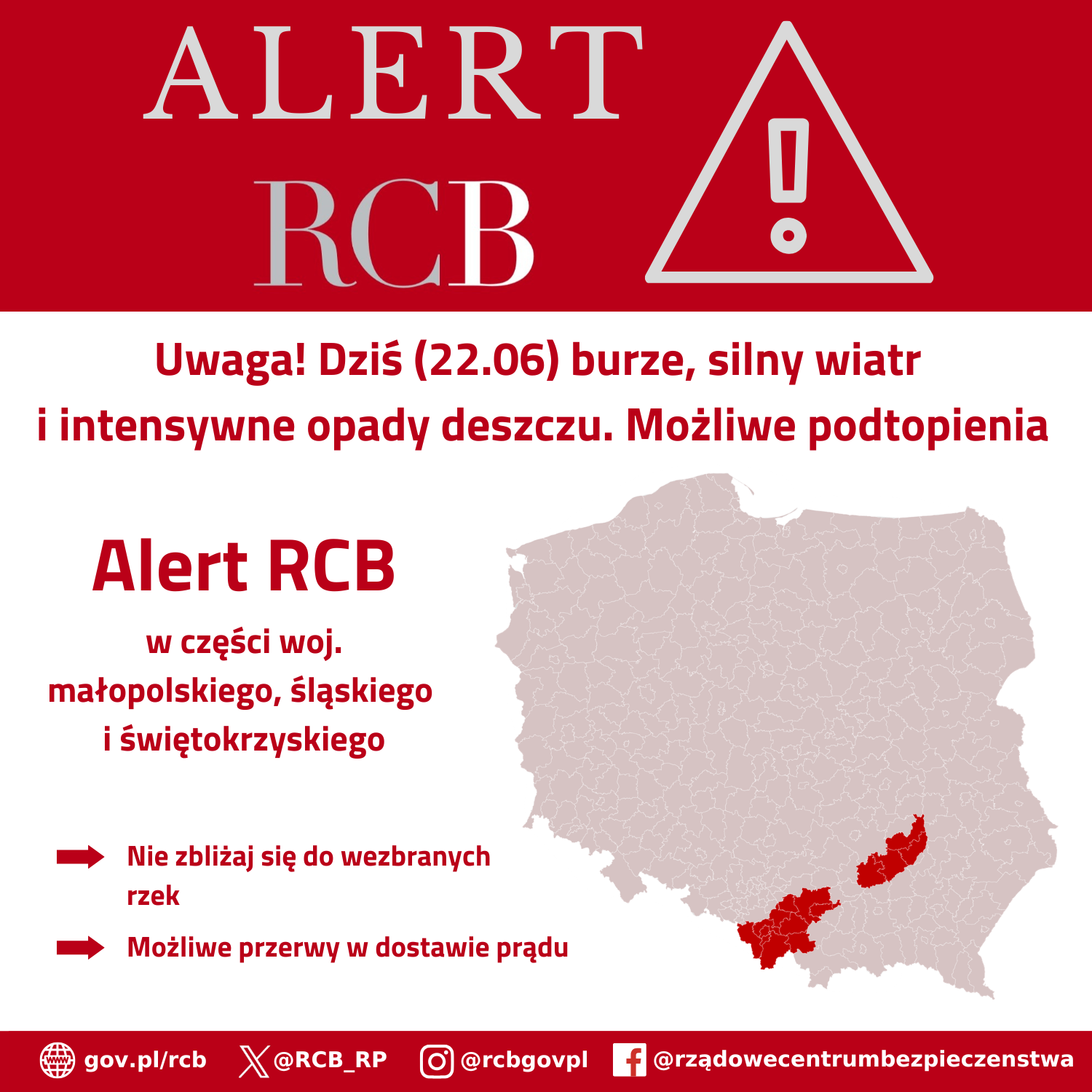 Alert RCB - burze 22 czerwca