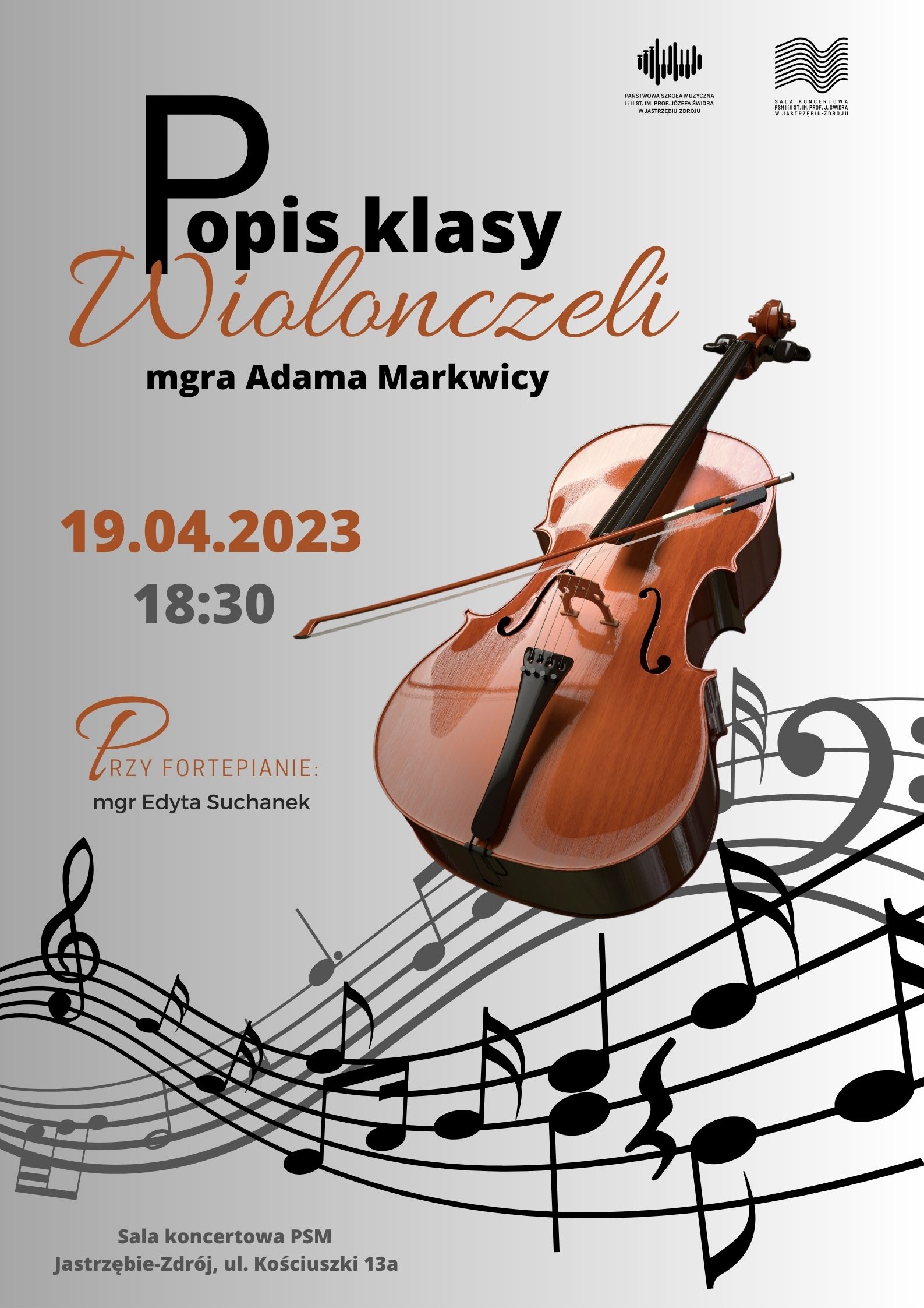 Plakat- Popis klasy wiolonczeli mgra Adama Markwicy