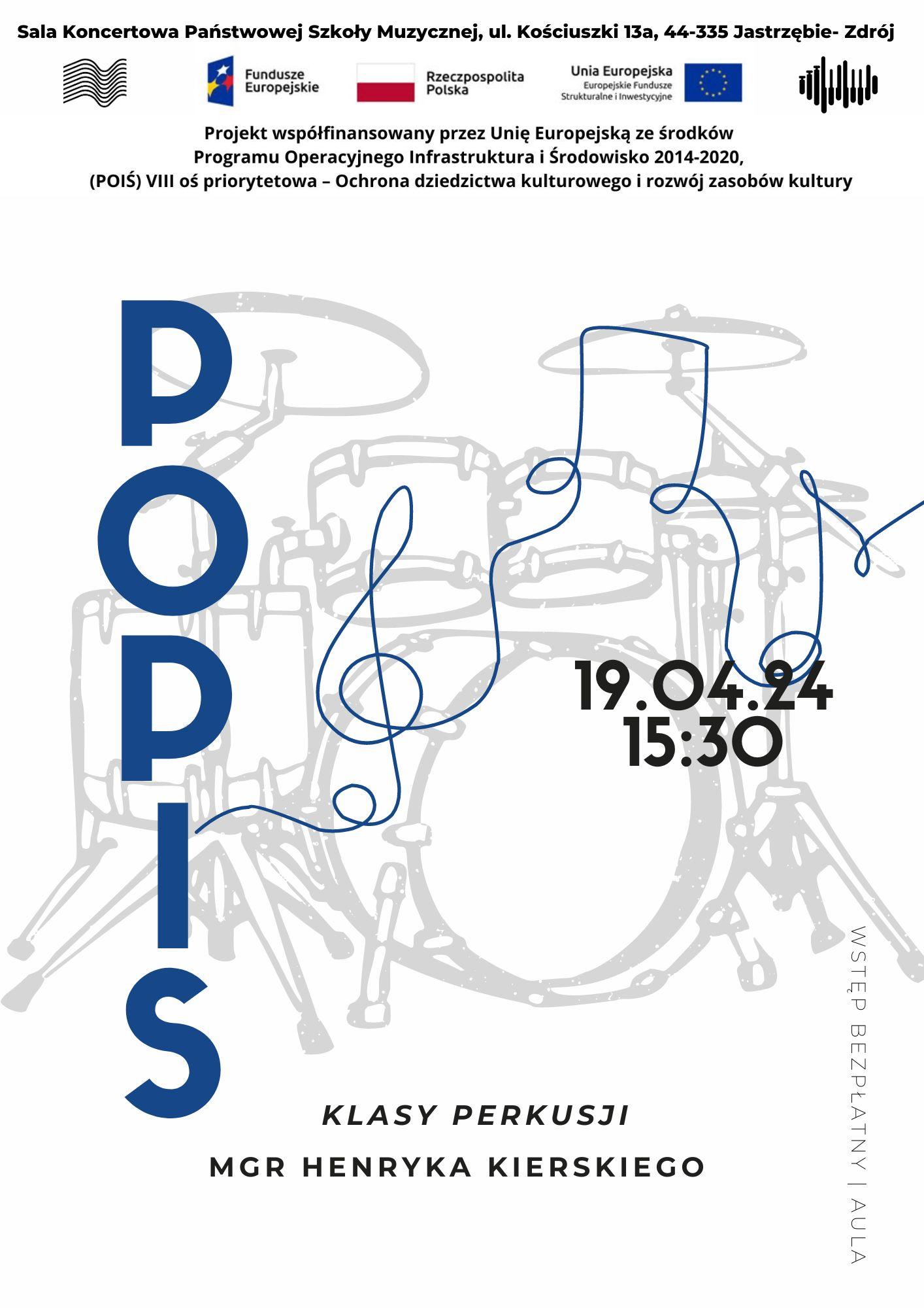 Plakat na Popis klasy perkusji.