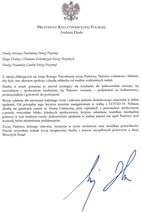 Życzenia Prezydenta