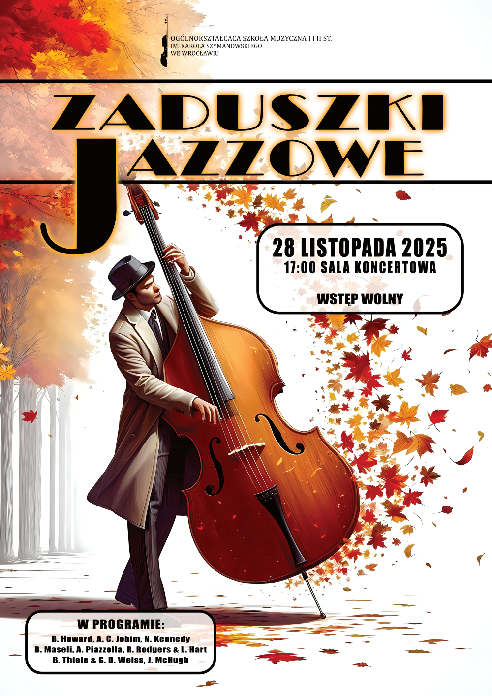 kolorowy plakat zapowiadający koncert Zaduszki Jazzowe