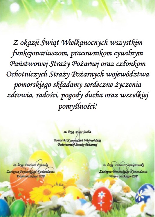 Życzenia Wielkanocne kierownictwa KW PSP
