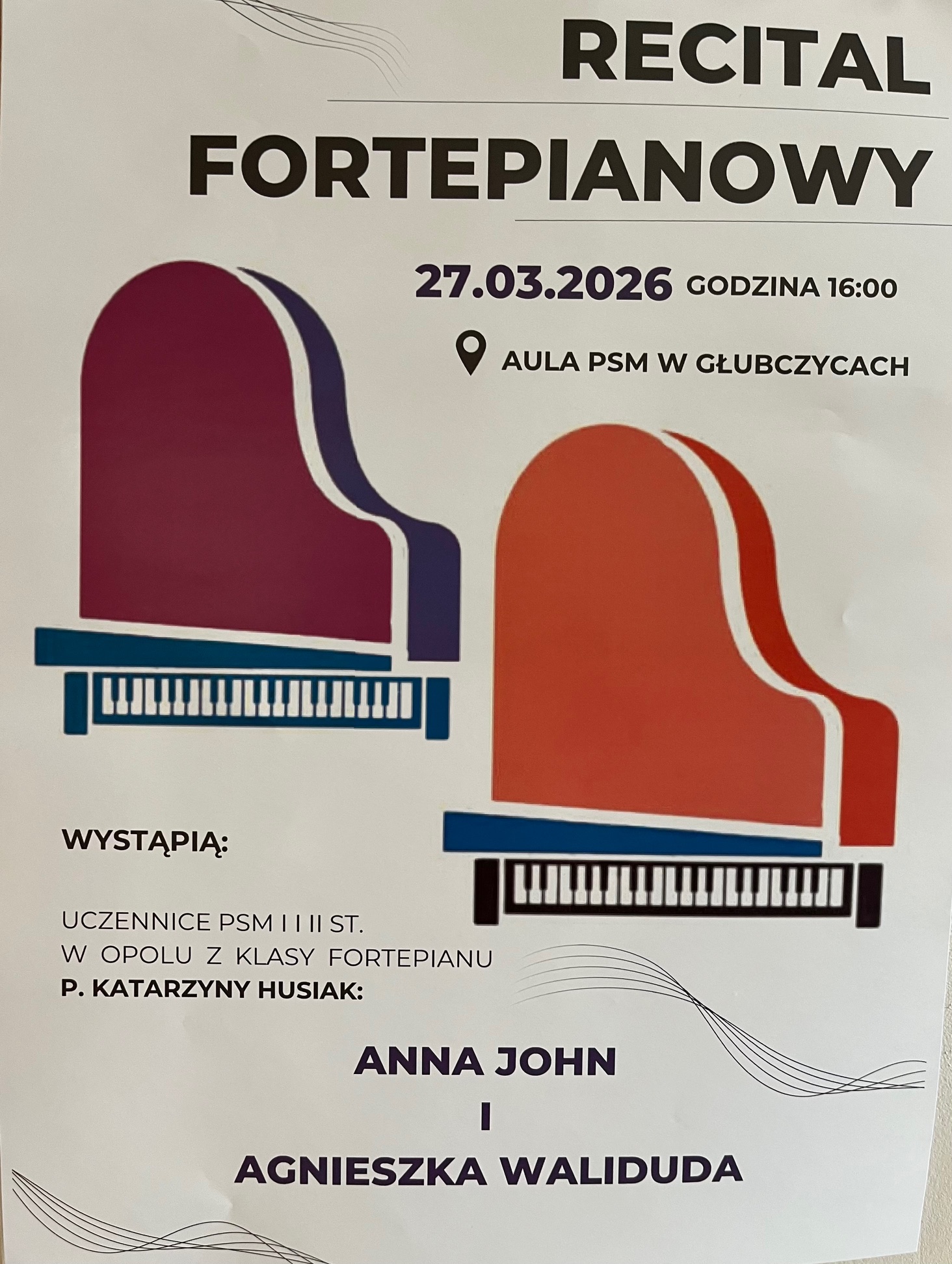 Recital Fortepianowy w wykonaniu uczennic PSM w Opolu z klasy p. Katarzyny Husiak