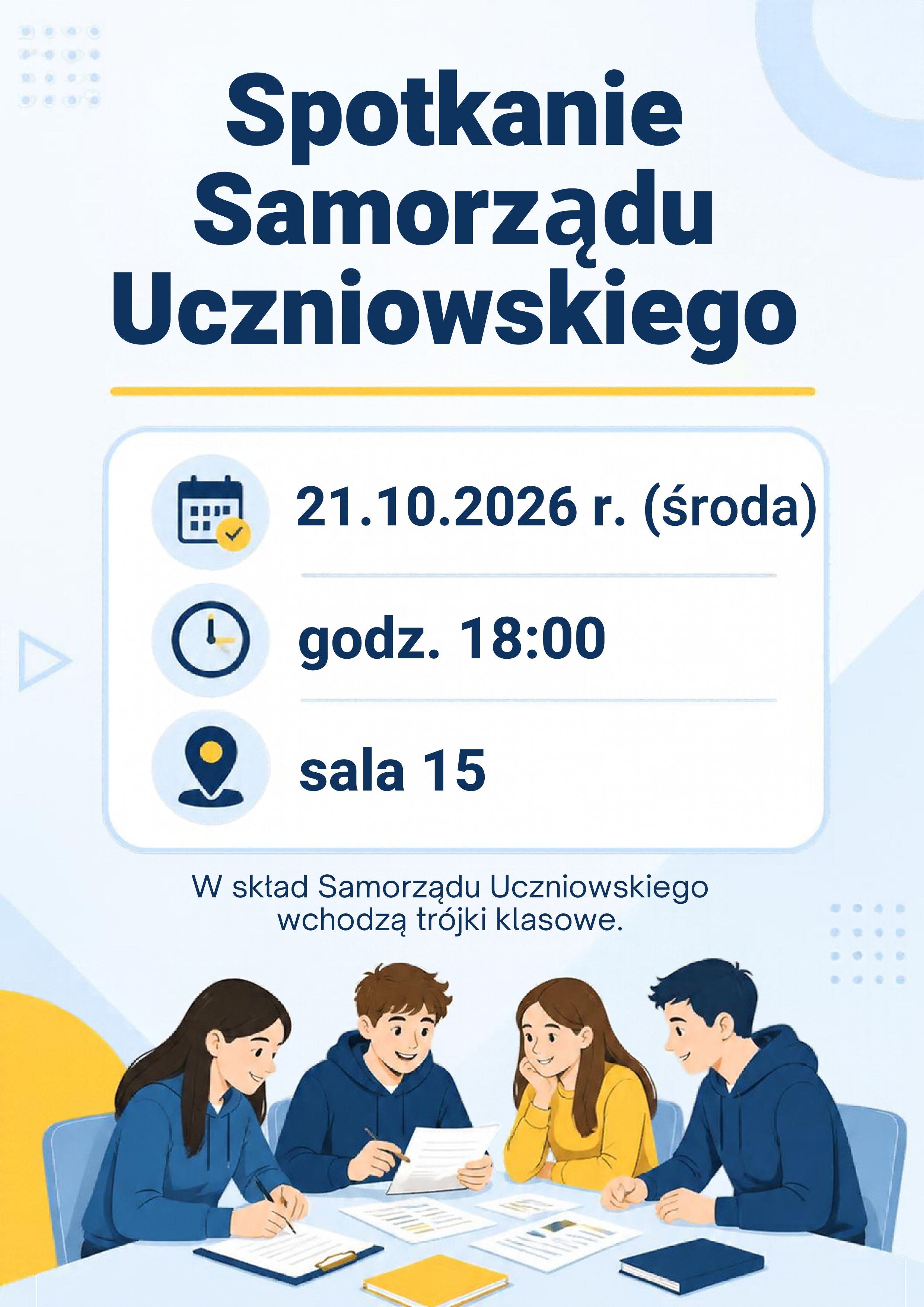 Plakat zapraszający na spotkanie samorządu