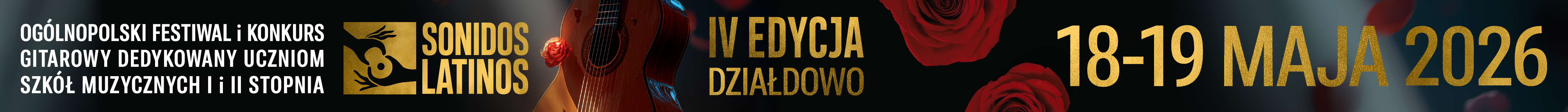 Baner promujący Ogólnopolski Festiwal i Konkurs Gitarowy Sonidos Latinos