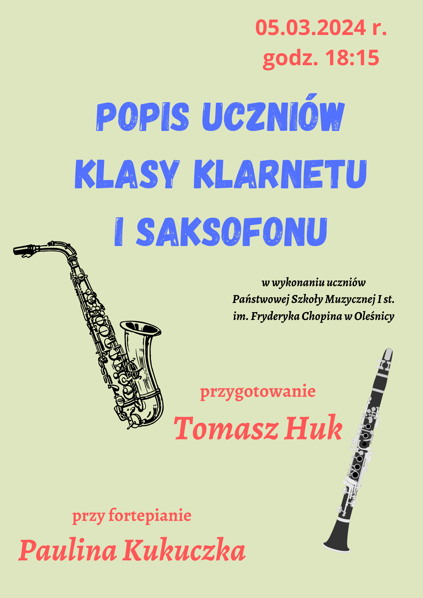 popis klasy klarnetu i saksofonu