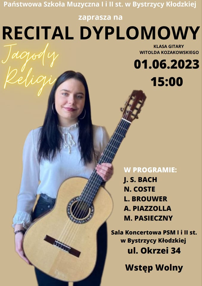 Recital Dyplomowy Jagody Religi 1 czerwca 2023