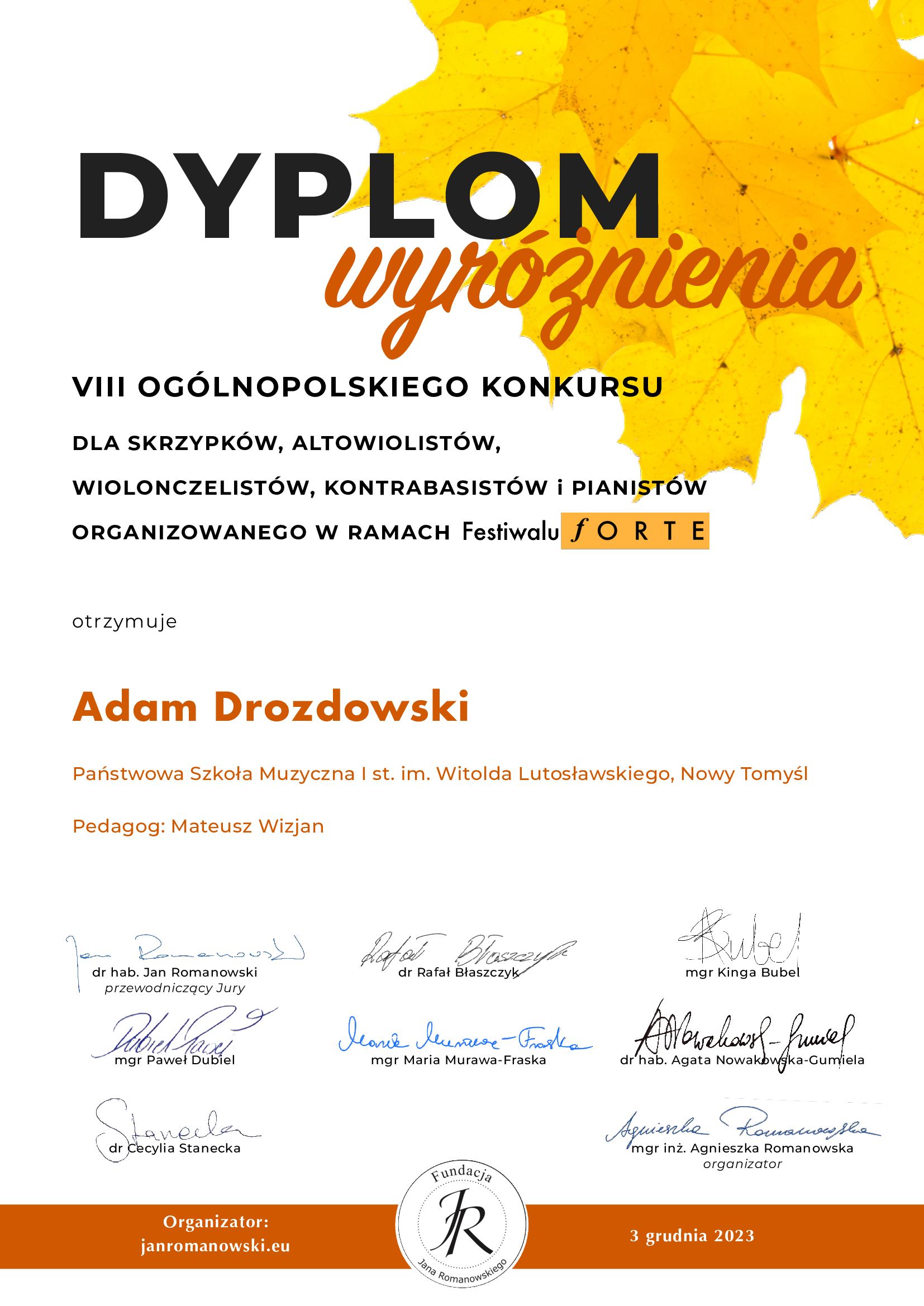 Dyplom - Adam Drozdowski