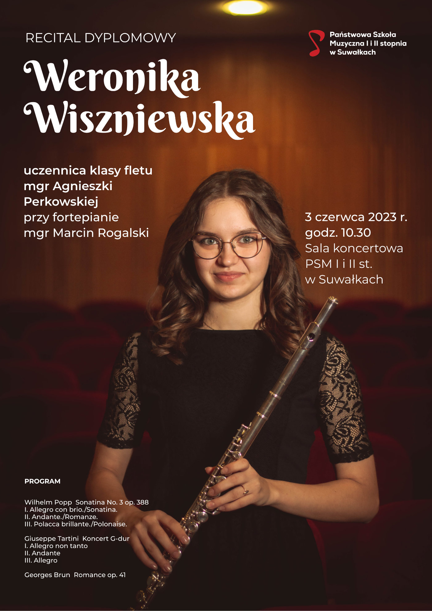 Plakat recitalu dyplomowego Weroniki Wiszniewskiej