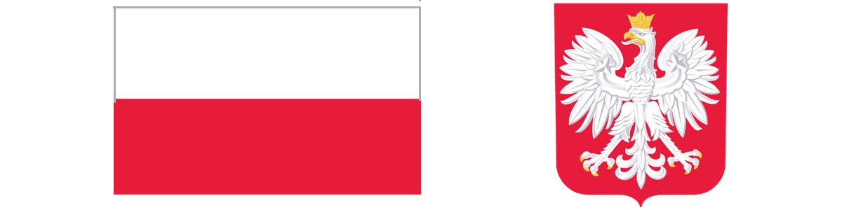 Flaga polski biało czerwona, godło polski biały orzeł w złotej koronie na czerwonym tle