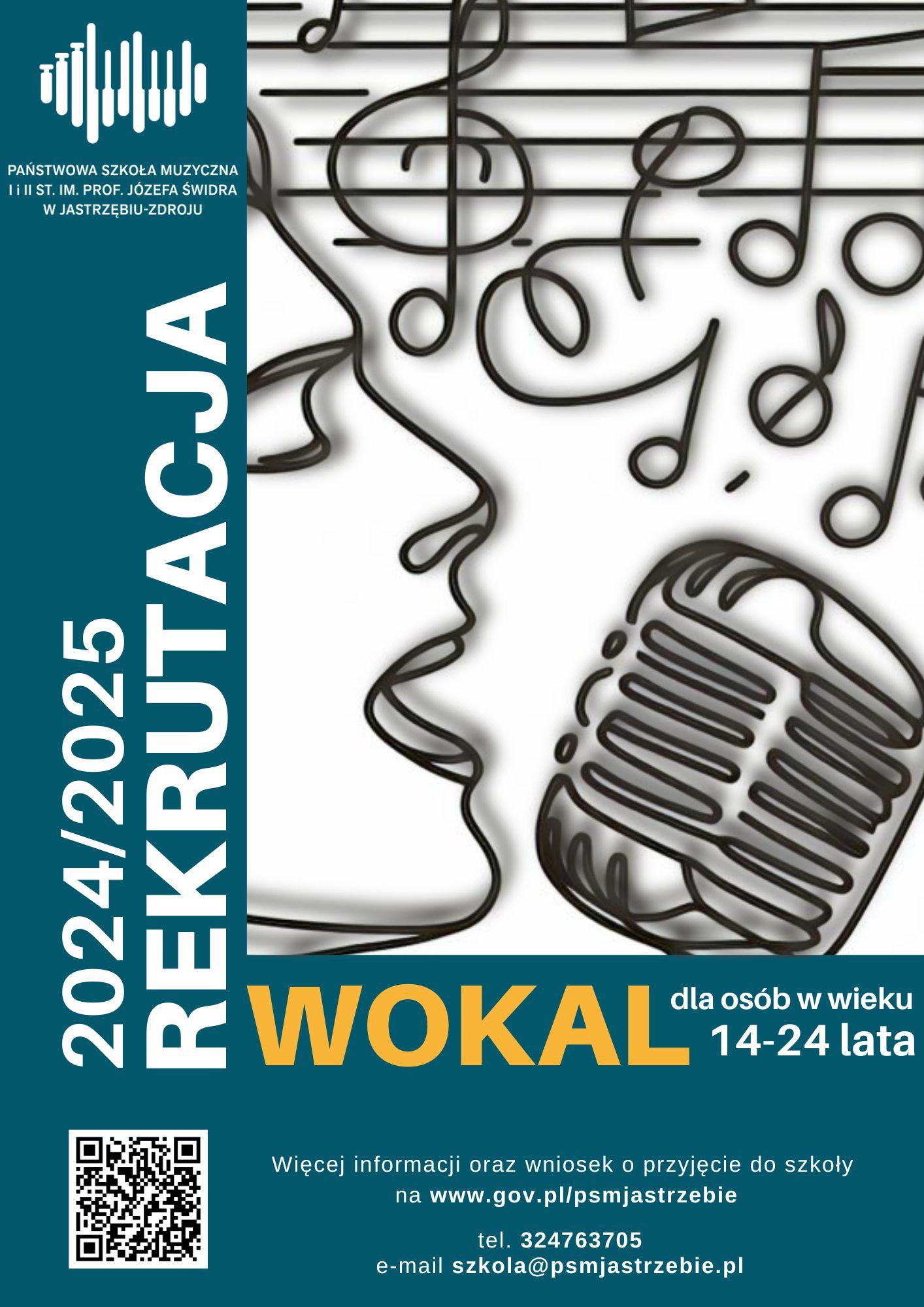 Plakat na Rekrutacja do klasy wokalu