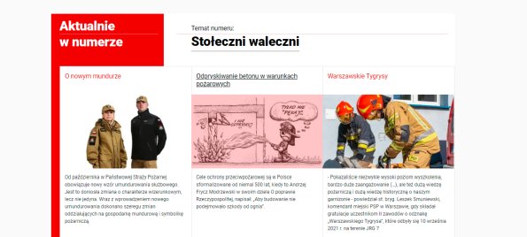 Fragment nowej strony „Przeglądu Pożarniczego” – zrzut ekranu