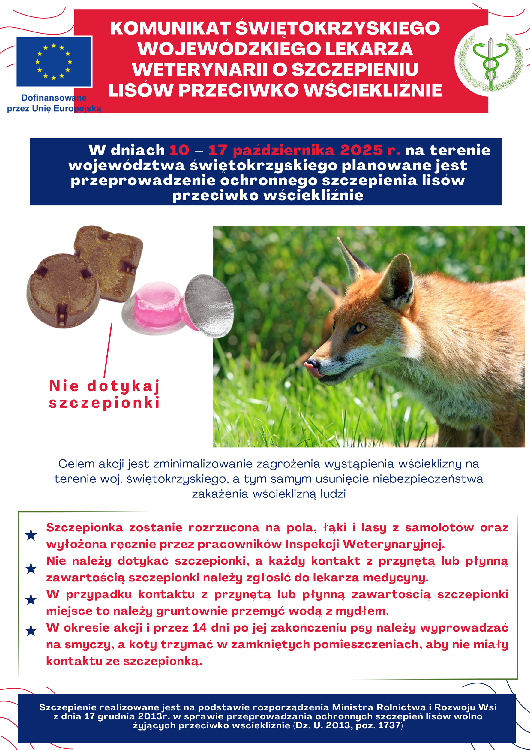 Komunikat o sczepieniu lisów przeciwko wściekliźnie